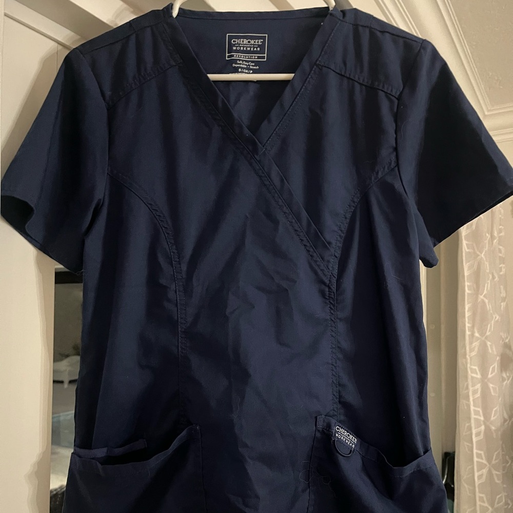 Cherokee Navy Blue Scrub Shirt uniform